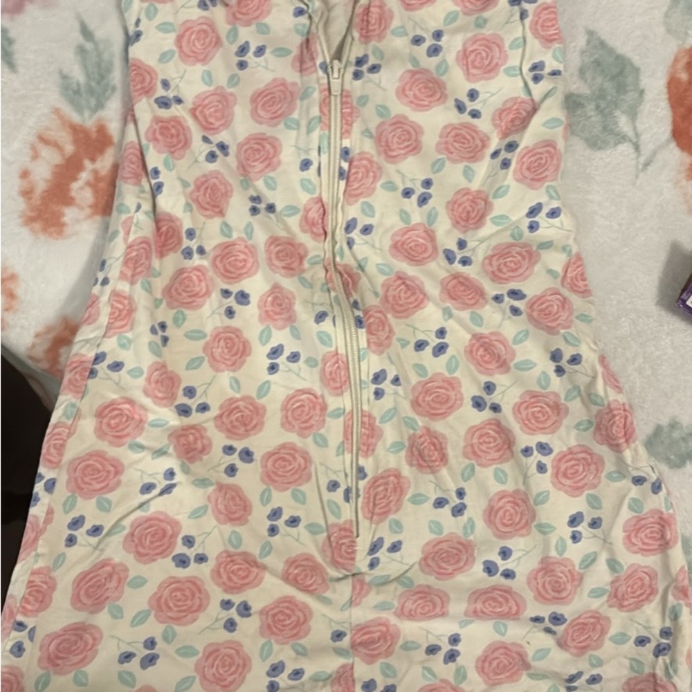 Floral Sleeveless Dress with Pink Roses